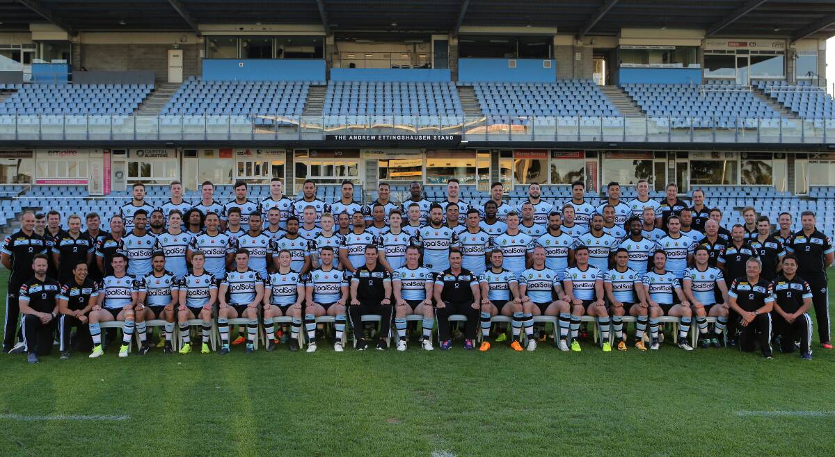 Leading the way: The Cronulla Sharks first grade and under-20s squads helped the club win their first NRL Club Championship since 1995. Picture: John Veage