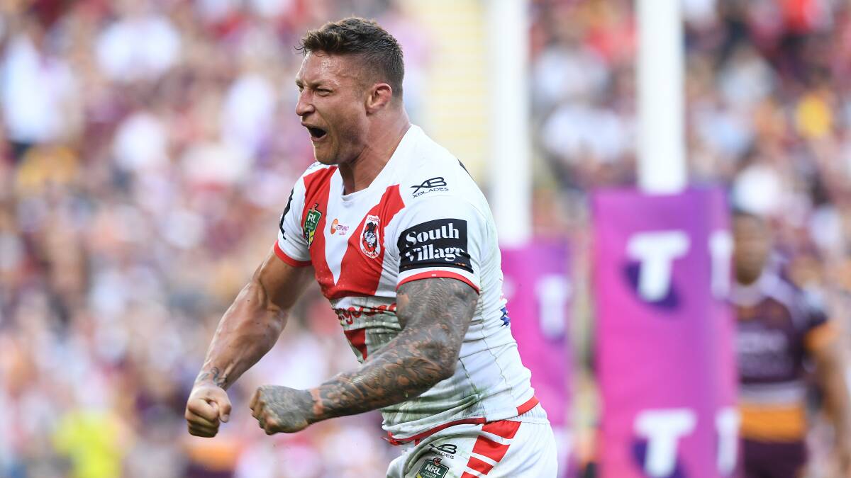 Unstoppable: Tariq Sims scored a first half hat-trick. Picture: AAP