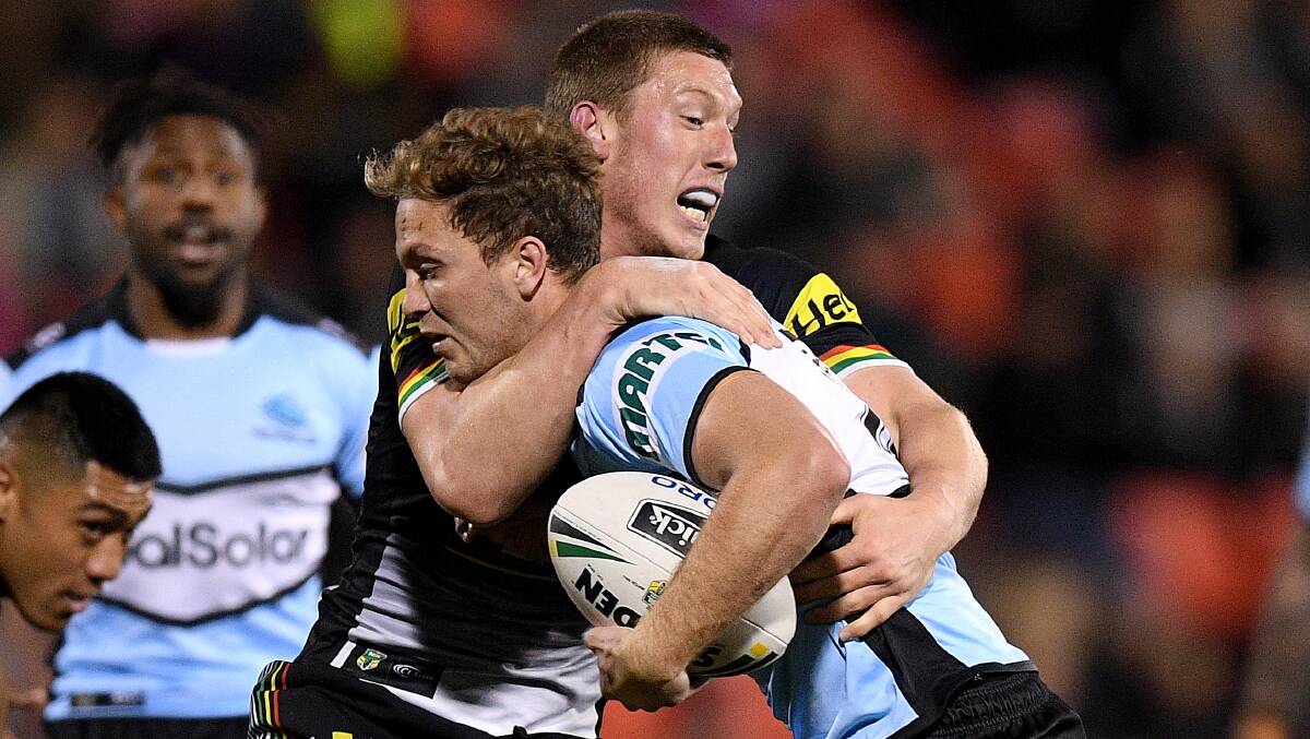 Magic man: Sharks five-eighth Matt Moylan ran the show against Penrith on Friday night. Picture: Dan Himbrechts/AAP Image