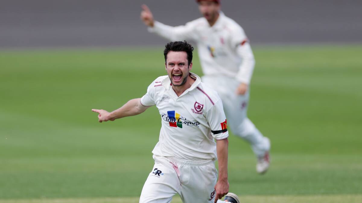 Nick Stapleton celebrates a wicket against Penrith. Picture: Chris Lane