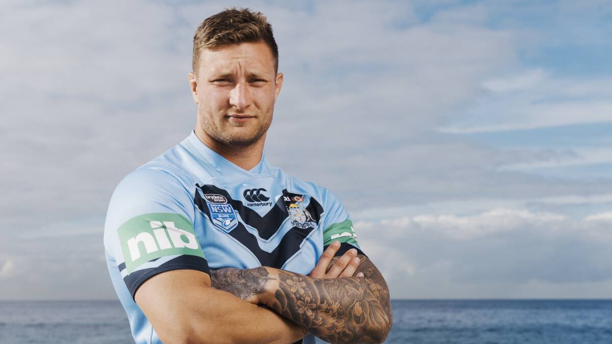 Finally: Dragons forward Tariq Sims will make his State of Origin debut for NSW in game three on Wednesday night. Picture: James Brickwood
