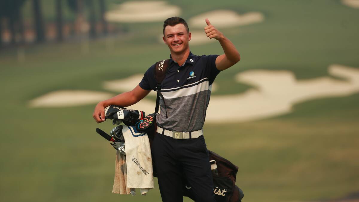 Thumbs up: Bexley teenager Harrison Crowe will play in his first Australian Open this week after successfully qualifying on Monday. Picture: Golf NSW