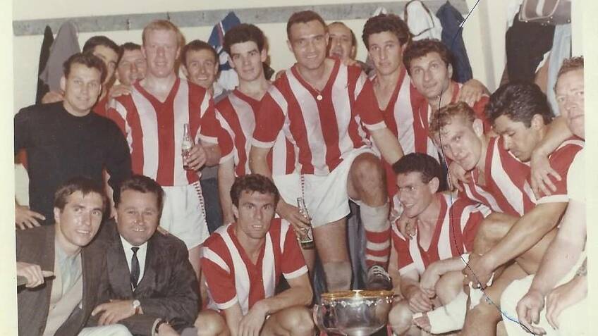Loss: Nick Sokoloff (left) with his St George Budapest teammates. Picture: Supplied