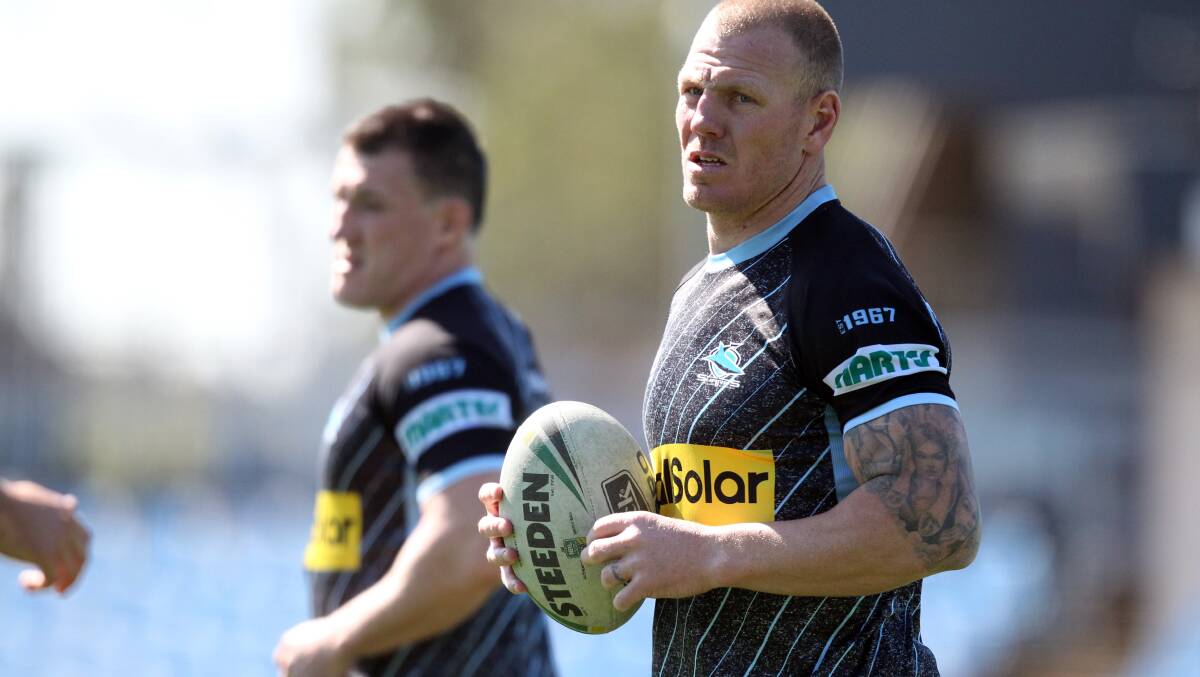 Luke Lewis trains with Cronulla on Tuesday. Picture: Chris Lane