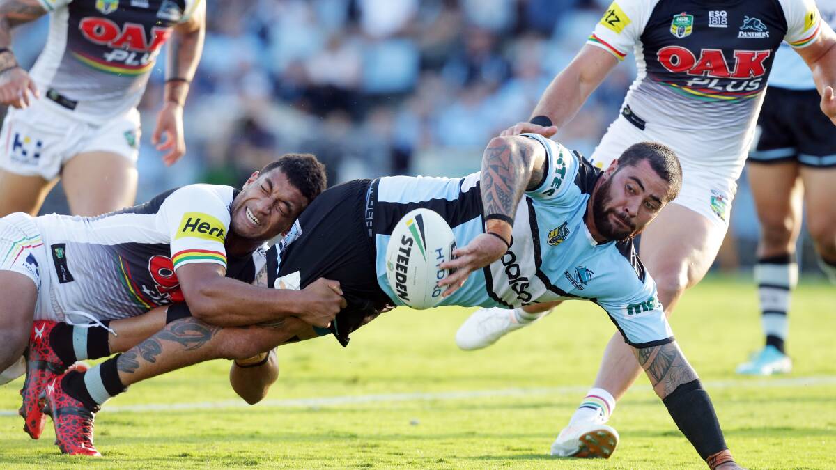Unstoppable: Sharks prop Andrew Fifita overcame a knee injury to lead Cronulla to a gutsy win over Penrith. Picture: Chris Lane