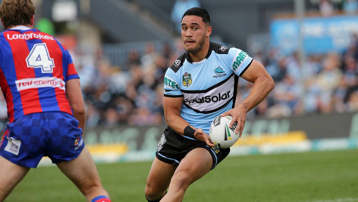 Record breaker: Valentine Holmes became the first Sharks player in history to score 20 tries in a season. Picture: John Veage