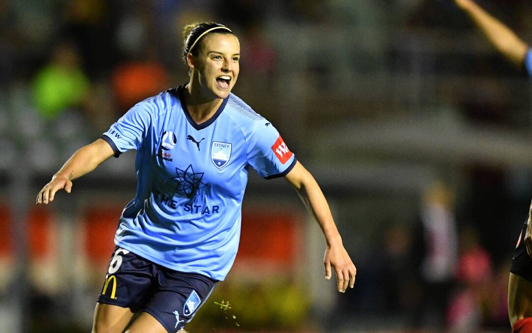 Star attraction: Matildas and Sydney FC star Chloe Logarzo celebrates scoring in round one. Pictures: AAP