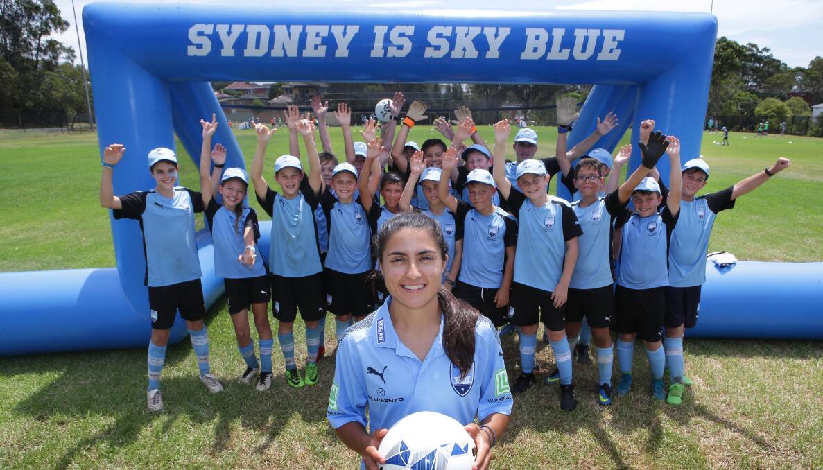 Our city: Sydney FC W-League captain Teresa Polias at the club's Kareela school holiday clinic last week. Picture: John Veage