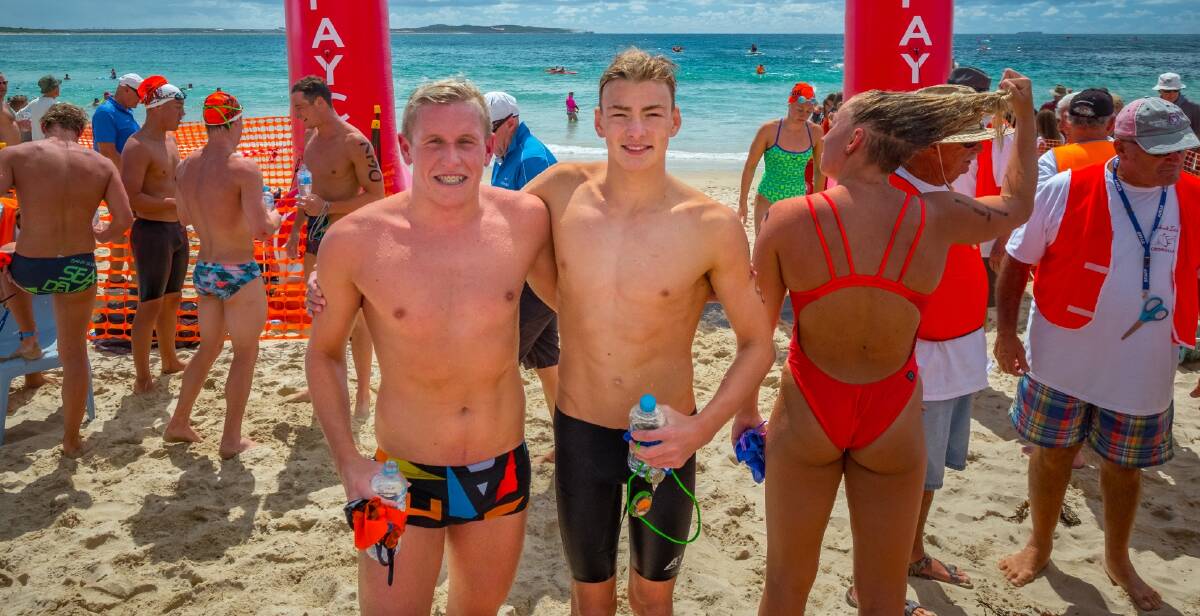 Success: Jesse Goodyear and Harry Came were the first two finishers in the 2018 Shark Island Swim on Sunday. Picture: Greg Ford/Sutherland Shire Photography