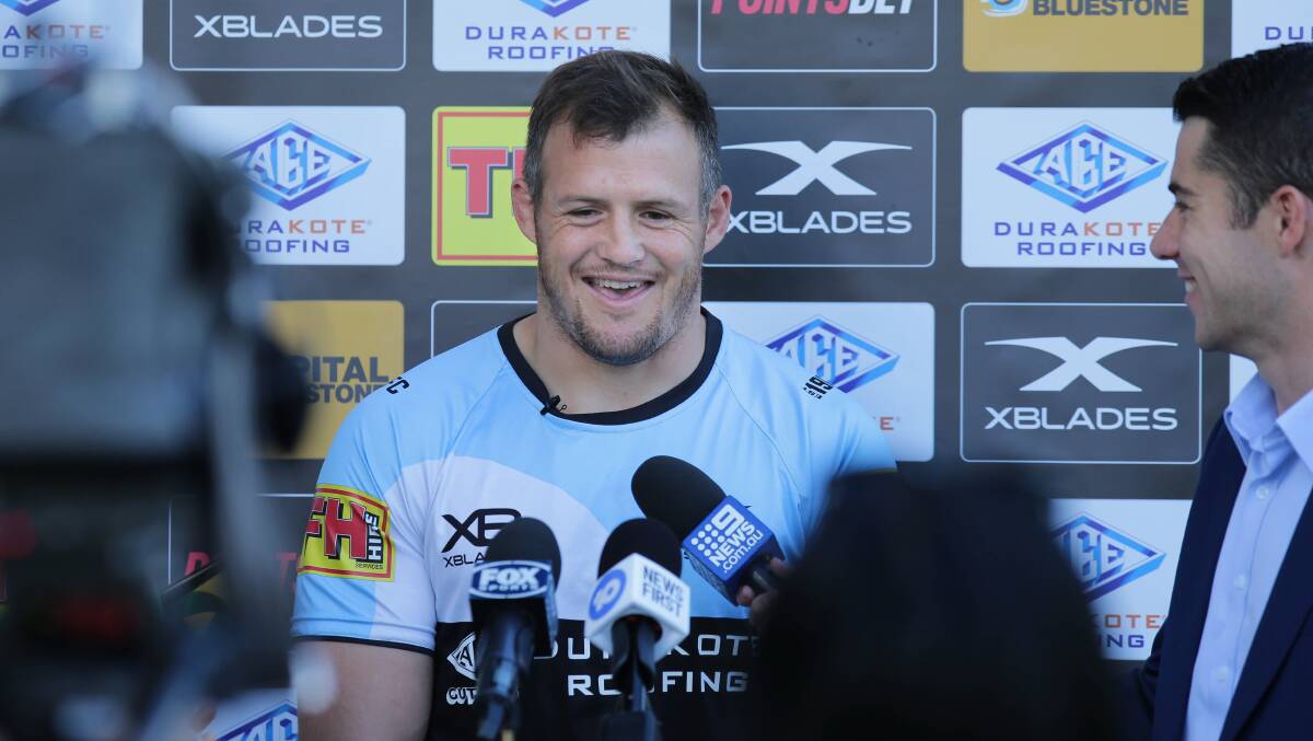 Sharks centre Josh Morris fronted the media ahead of Cronulla's elimination final against Manly. Picture: John Veage