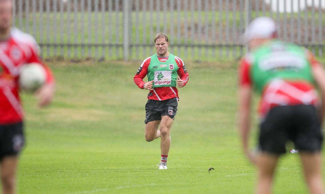 Jack de Belin training with the Dragons on Thursday morning. Picture: Adam McLean