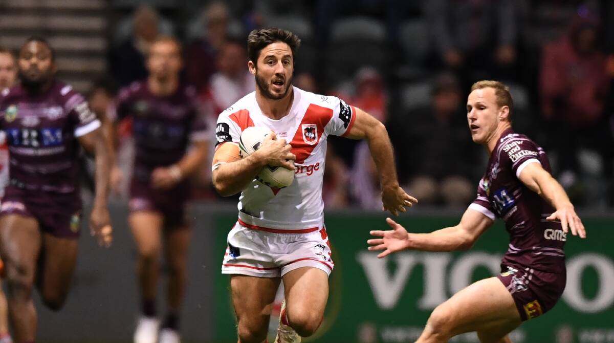 Different class: Dragons halfback Ben Hunt got the better of Daly Cherry-Evans and Manly as St George Illawarra won 32-8. Picture: AAP Image