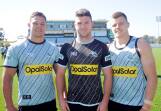Local boys: Sharks juniors Scott Sorensen, Chad Townsend and Jayden Brailey are one game away from an NRL grand final with Cronulla. Picture: Chris Lane