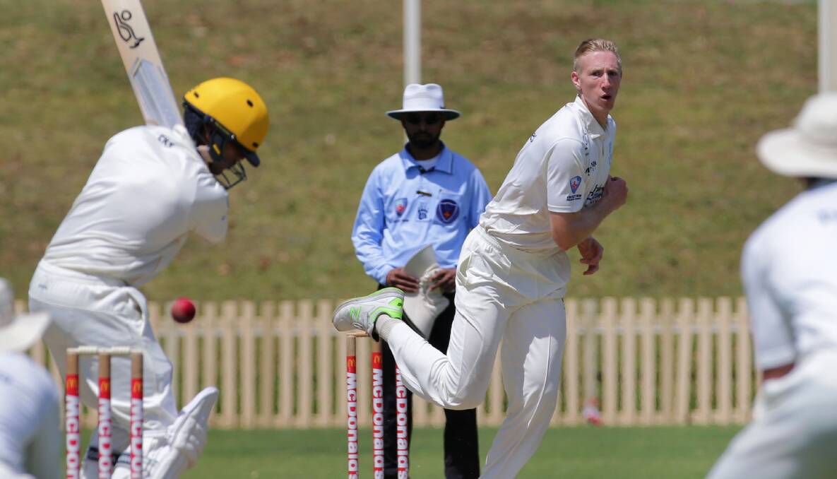 Called up: Sutherland quick Tom Pinson took 6-41 against Bankstown on Saturday to lead his side to a 134-run victory. Picture: John Veage