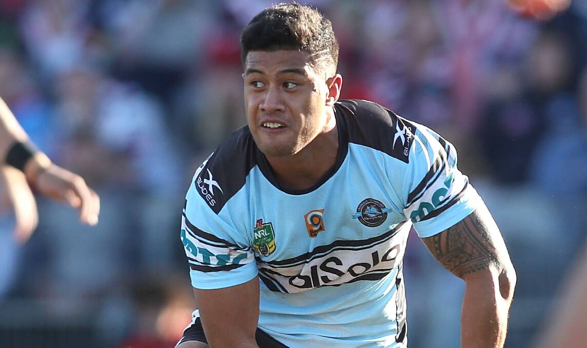 His time: Cronulla Sharks utility Fa'amanu Brown impressed many with his performance against the Roosters. Picture: Getty Images
