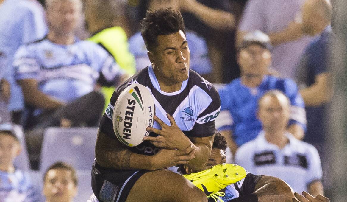 Dropped: Sosaia Feki spills a kick against the Roosters last weekend. Picture: AAP