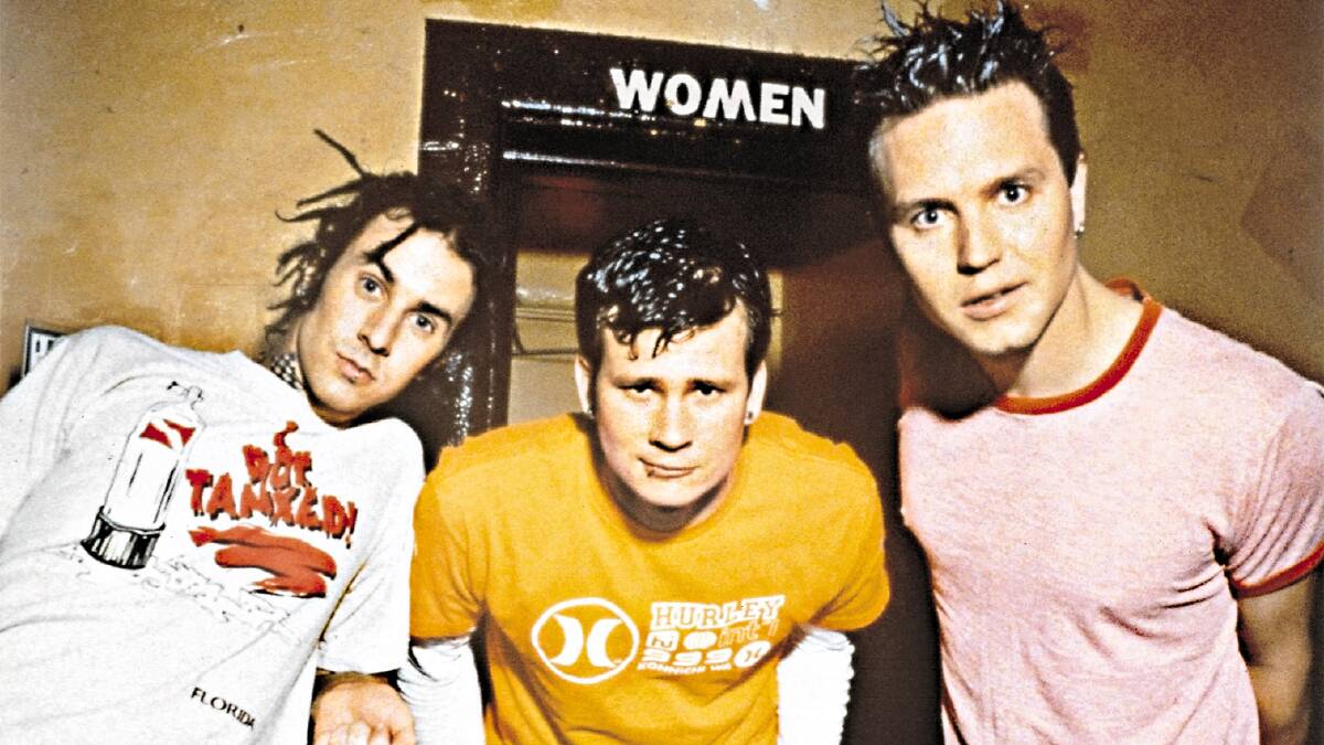 Mark, Tom and Travis from the band Blink182, pictured in 2000.