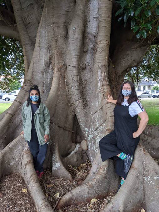 Imroze Ali (left) and Heidi Lee Douglas (right) from Peaceful Bayside Action Group at a large tree in Ramsgate. Picture: Supplied