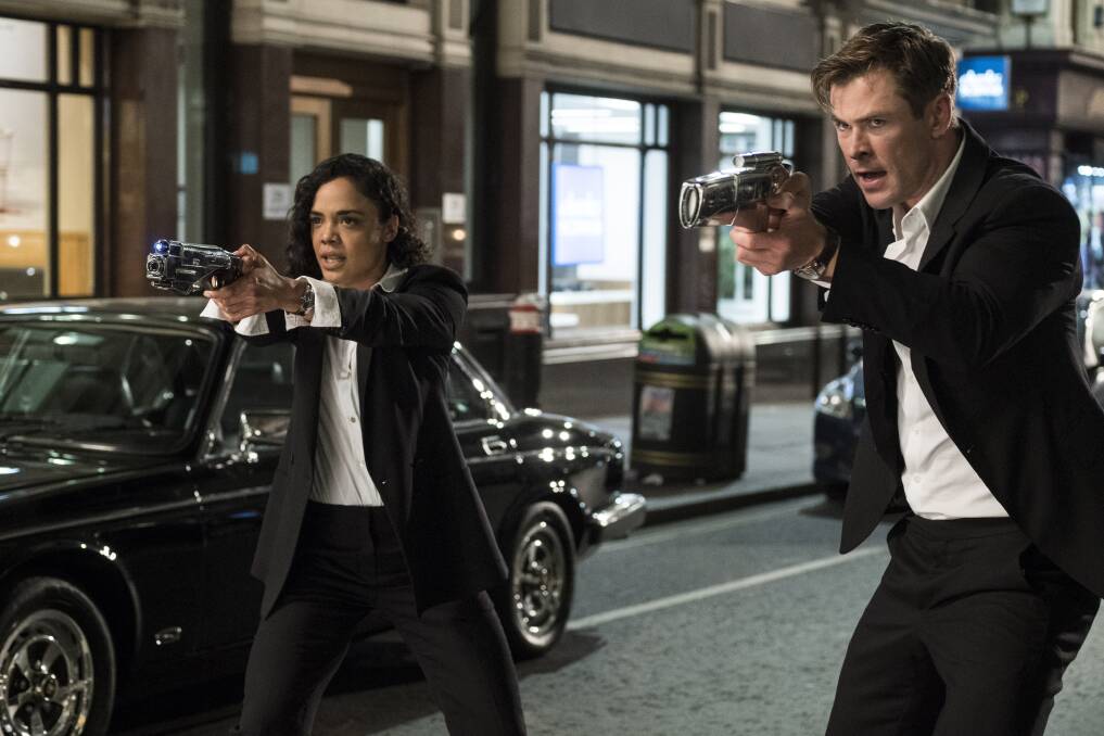 Galaxy defenders: Tessa Thompson and Chris Hemsworth star as Agent M and Agent H in Men in Black International, rated M, in cinemas now.