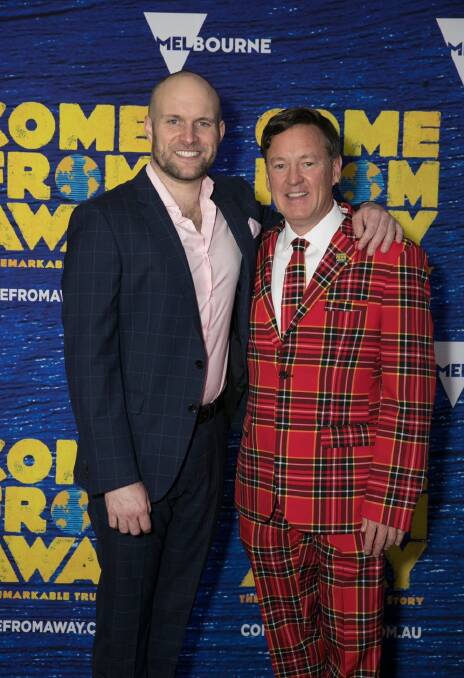 Honoured: Doug Hansell (left) plays Kevin Tuerff (right) in inspiring true-story musical Come From Away.