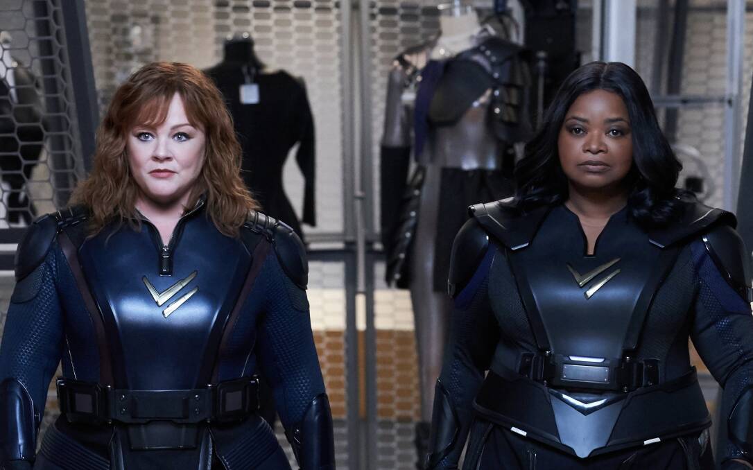 Underwhelming: The talents of Oscar nominee Melissa McCarthy and Oscar winner Octavia Spencer are not enough to rescue disastrous superhero comedy Thunder Force, rated M, streaming on Netflix now. Picture: Netflix