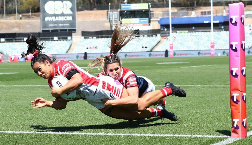 Tiana Penitani scored St George Illawarra's only try against the Roosters. Pictures: Keegan Carroll/NRL Imagery