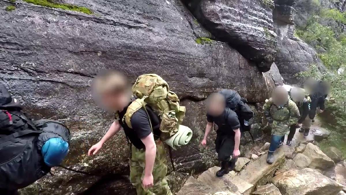 'Antipodean Resistance' neo-Nazis march in The Grampians as part of a three-day training camp. Photo: YouTube
