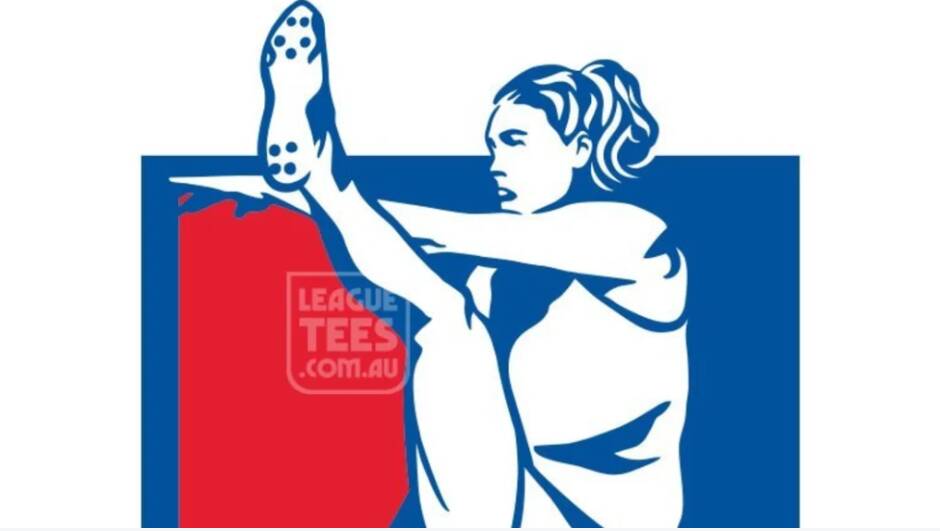 League Tees T-shirt and badge design, inspired by a photo of Carlton AFLW forward Tayla Harris.