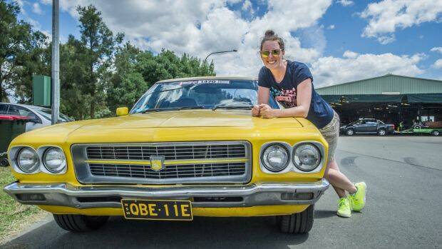 Nadine Clifford of the Central Coast finished restoring her car at 2am to drive to Canberra.  Photo: Karleen Minney
