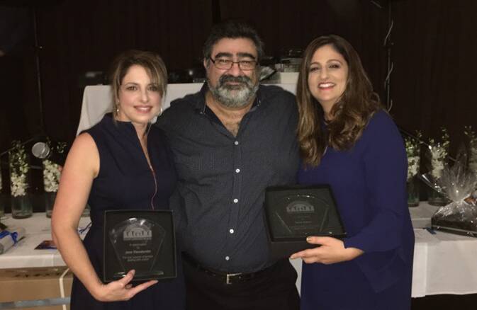 Autism Community Network: Supporters Jane Theo (left) and Irene Adam (right) with the organisation founder Steve Drakoulis at the gala dinner. Picture: Supplied