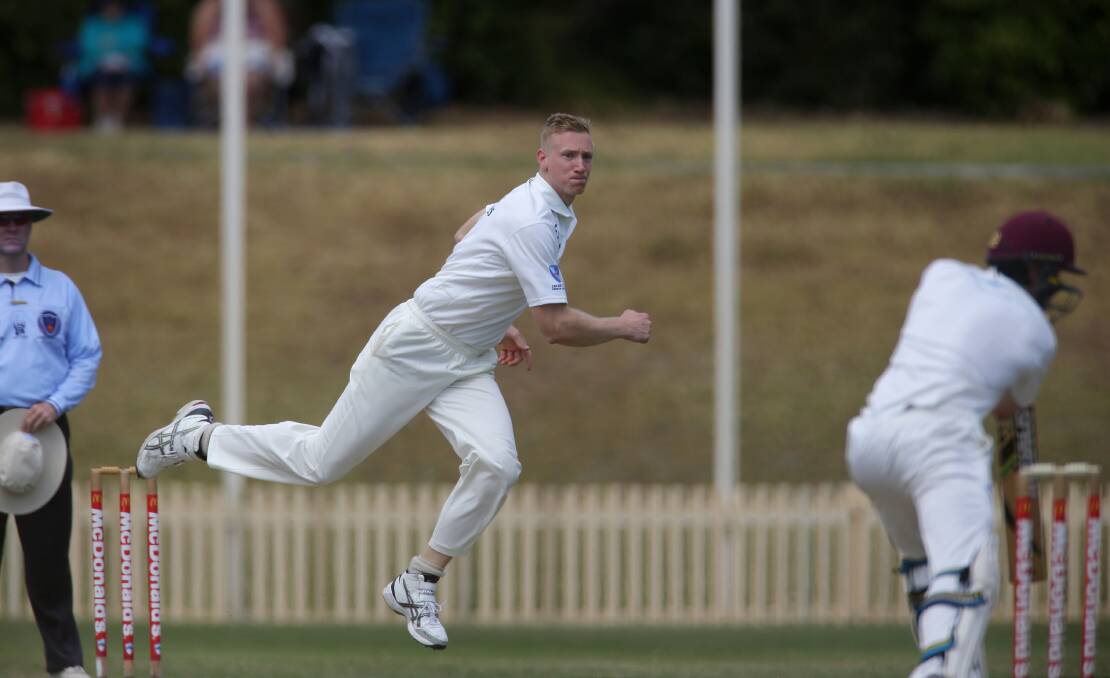 Derby: Sutherland bowler Tom Pinson took three wickets during the derby on Saturday. Picture: John Veage