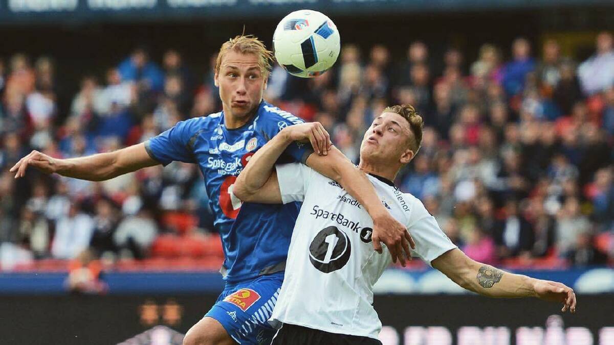 In action: Alex Gersbach (right) in action for Rosenborg in 2016. Picture: Supplied