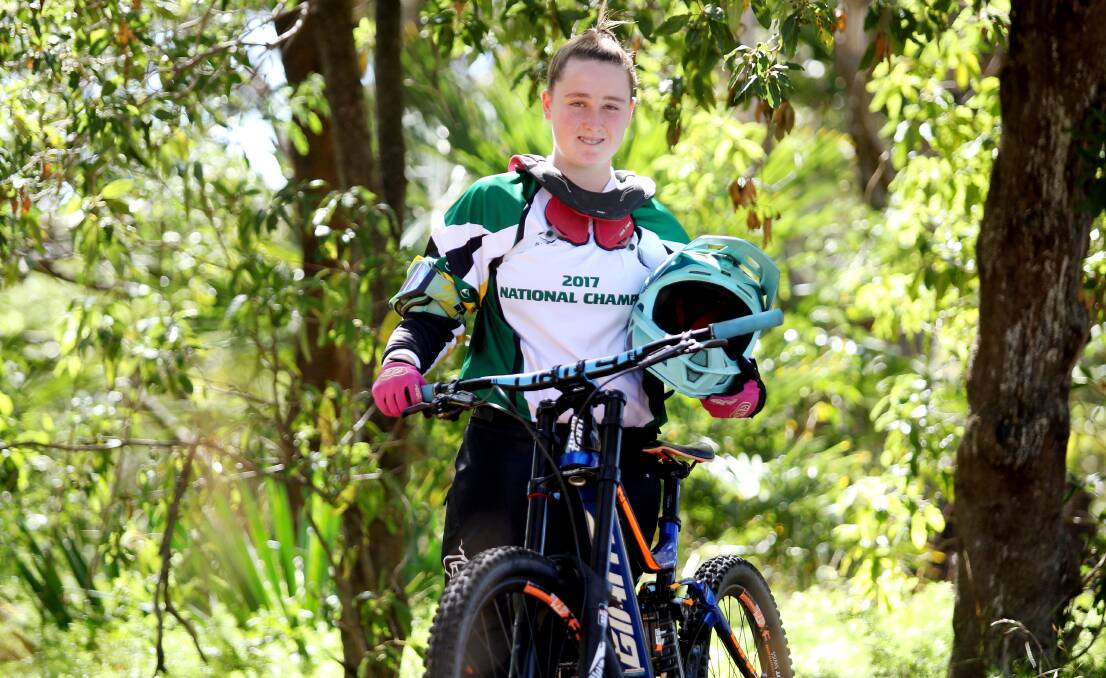 Donwhill: Engadine rider Cassie Voysey, 15, has a bright future ahead in her chosen sport. Picture: Chris Lane