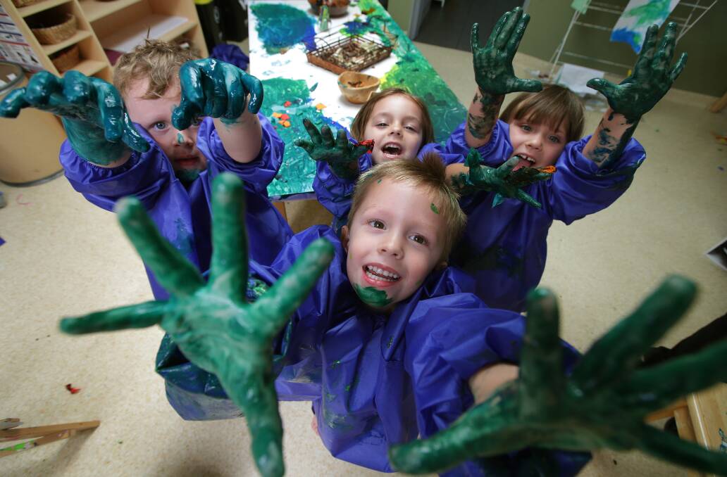 Playful: Children at Guardian Early Learning Centre Caringbah have been getting their hands dirty. Picture: John Veage