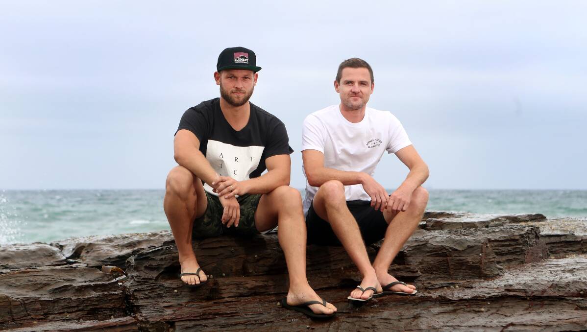 Heroes: Friends Shaun Blair and Scott Kohlhardt were among five men whose actions helped to save a drowning man's life on Saturday night. Picture: Sylvia Liber.
