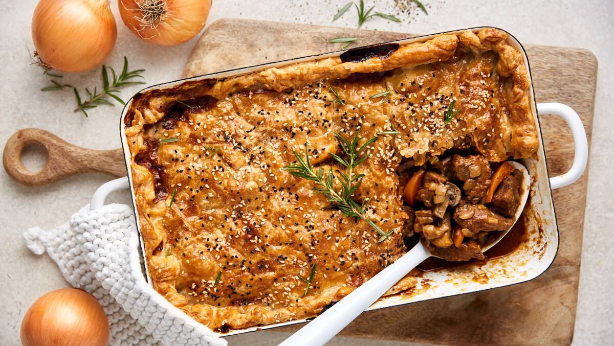 Chunky beef and onion pie. Picture: Supplied