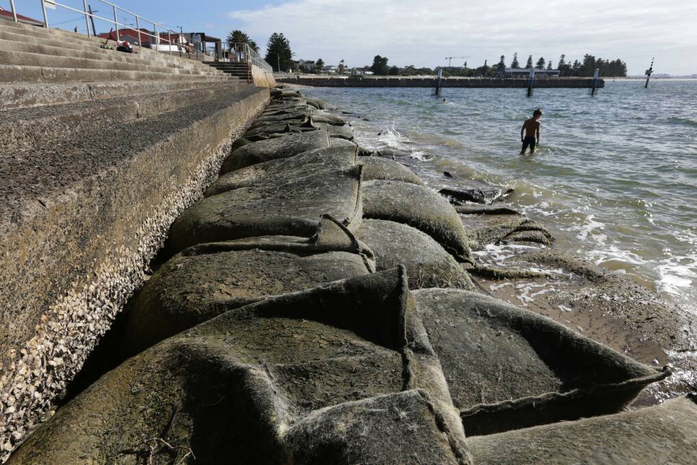 Ongoing problem: Bayside Council has placed sandbags to combat the ongoing problem of erosion. Picture:John Veage