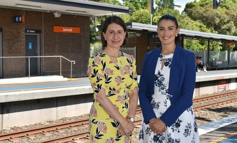 Gladys Berejiklian and Eleni Petinos promise the commuter car park for Jannali at the 2019 election.