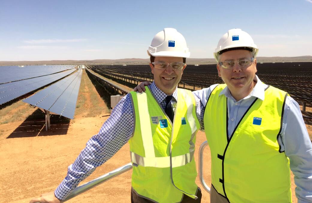 Mark Speakman MP with Anthony Roberts MP at the Broken Hill solar farm.