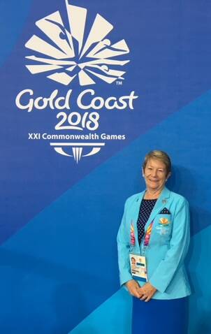Cherry Smith was the referee for the swimming events at this years Commonwealth Games at the Gold Coast. Picture: supplied.