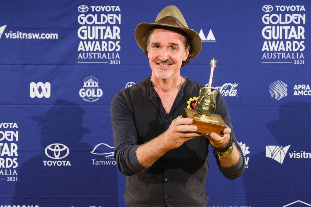 Top job: Singer-songwriter Luke O'Shea, also a Shire high school teacher, won two Golden Guitars at the recent country music awards in Tamworth. Picture: Tamworth Country Music Festival