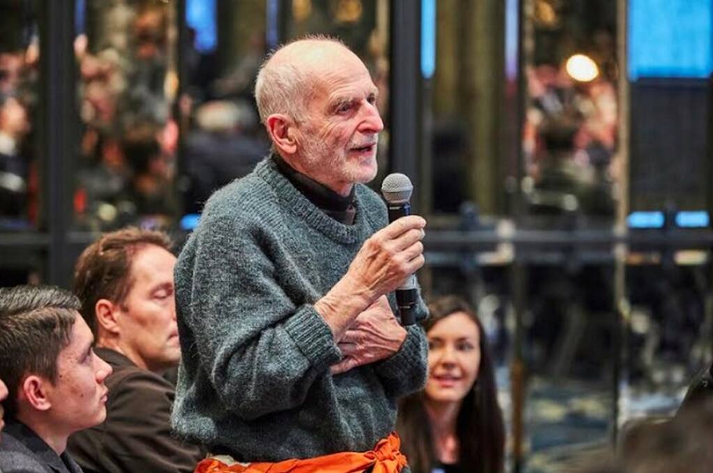 From the heart: George Carrard speaks for the Citizens' Climate Lobby at Amora Hotel near Wynyard in 2019. Picture: Supplied