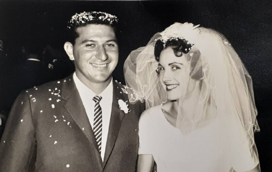 Day one: Nancy and Ron Hayes on their wedding day, February 25, 1961. Picture: Supplied