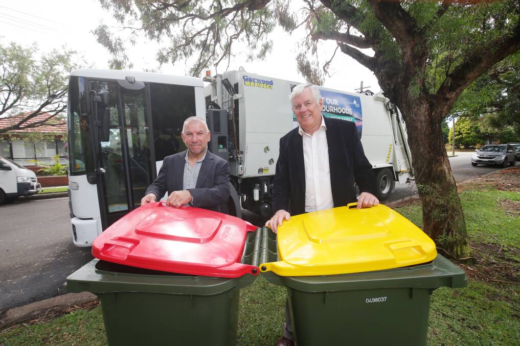 Working together: Bayside Mayor Joe Awada and Georges River Mayor Kevin Greene will continue their councils' joint waste contracts. Picture: Chris Lane