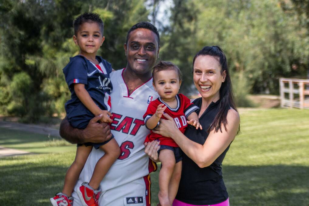 Fitness instructor Vanessa Bartlett with her partner Chris Rao and children Lincoln and Leon. Picture: Supplied