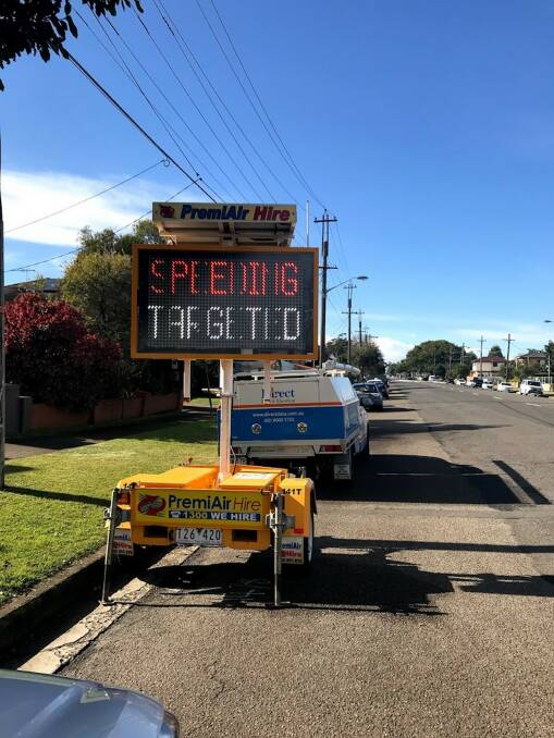 Slow down: One of the temporary traffic signs recently set up by Council in the Bayside area to discourage speeding. Picture: Supplied