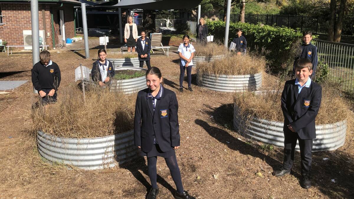 Green grant: Brighton Le Sands Public School pupils with their kitchen garden which will be reinvigorated using a $2000 sum from Ramsgate RSL. Picture: Supplied