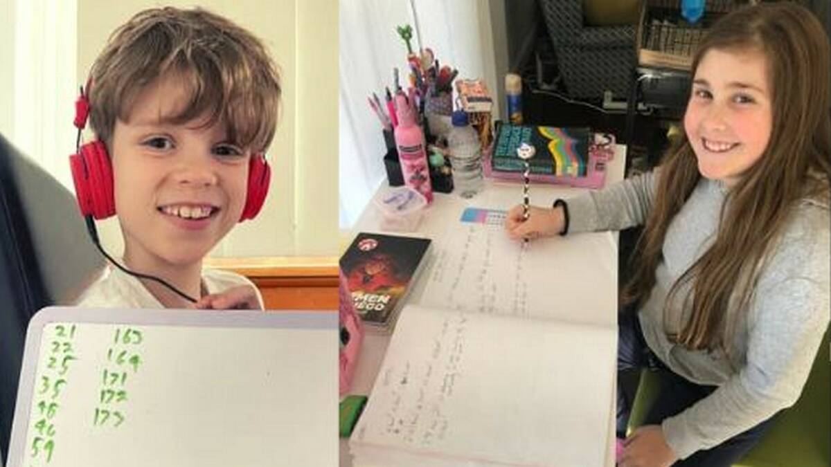 Sylvania Heights Public School pupils Ryder and Freya get busy learning from home. Pictures: Supplied