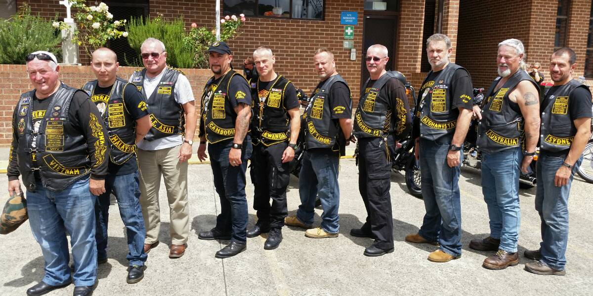 These returned servicemen all members of the Veterans’ Motorcycle Club.