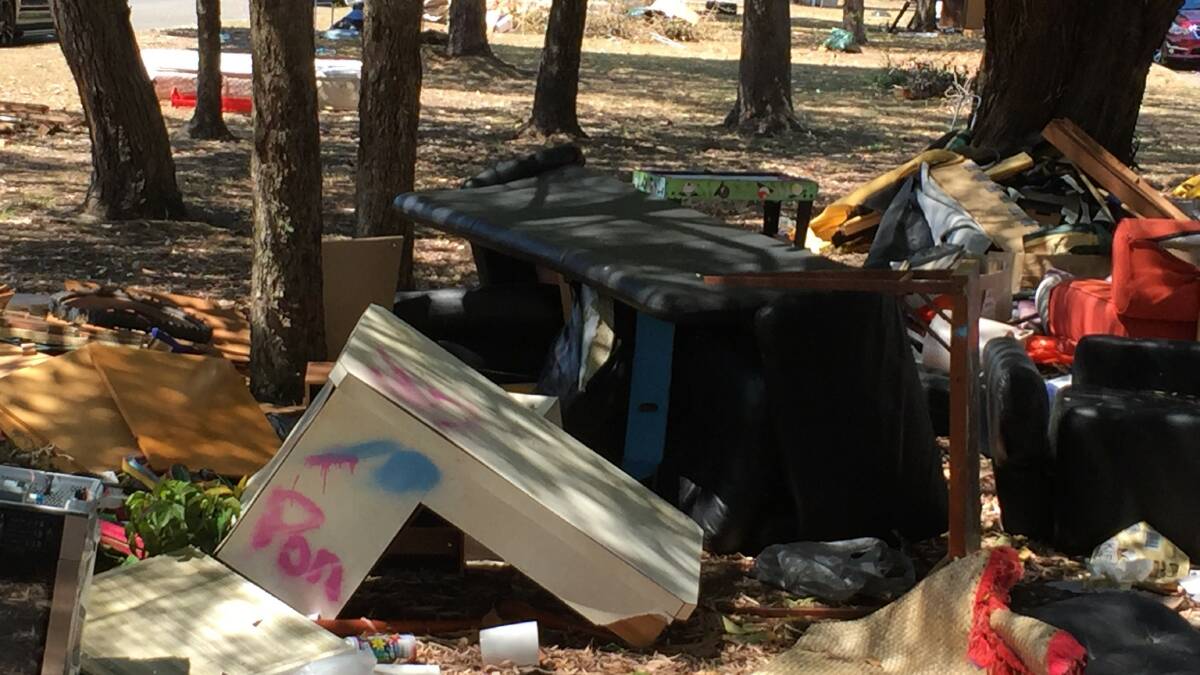 Rubbish dump: Rubbish and furniture were left on median strips in Sans Souci and Ramsgate last year. Picture: Supplied